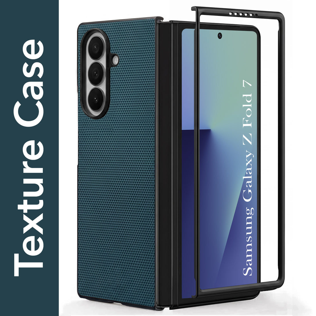 For Samsung Galaxy Z Fold 7 Premium Cover Case (Geometric Textured Hard PC | Soft Cloth Lining & Slim Shockproof Protection)