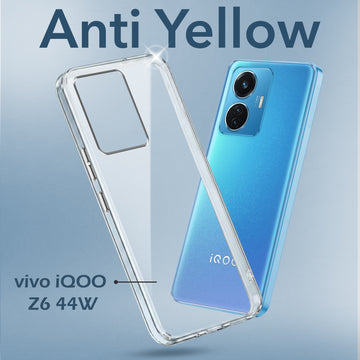 For Vivo IQOO Z6 44W Back Cover Case (Hard Anti Yellow Clear Case | Drop & Camera Protection | Shockproof Polycarbonate)