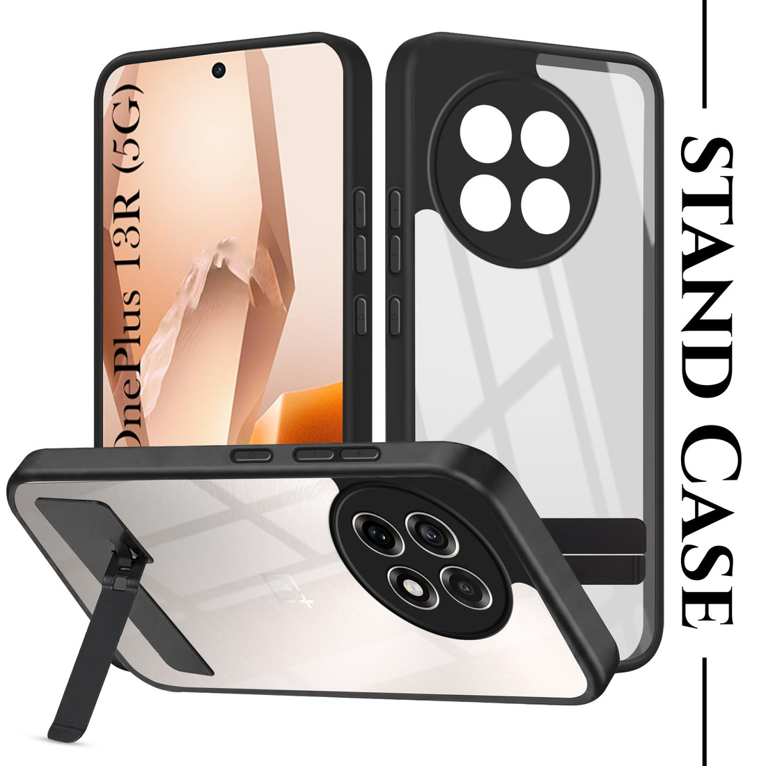 For OnePlus 13R Back Cover Case (Built-in Stand | Lifetime Anti Yellow | Kickstand Shockproof | Camera Protection | MagSafe Compatible)