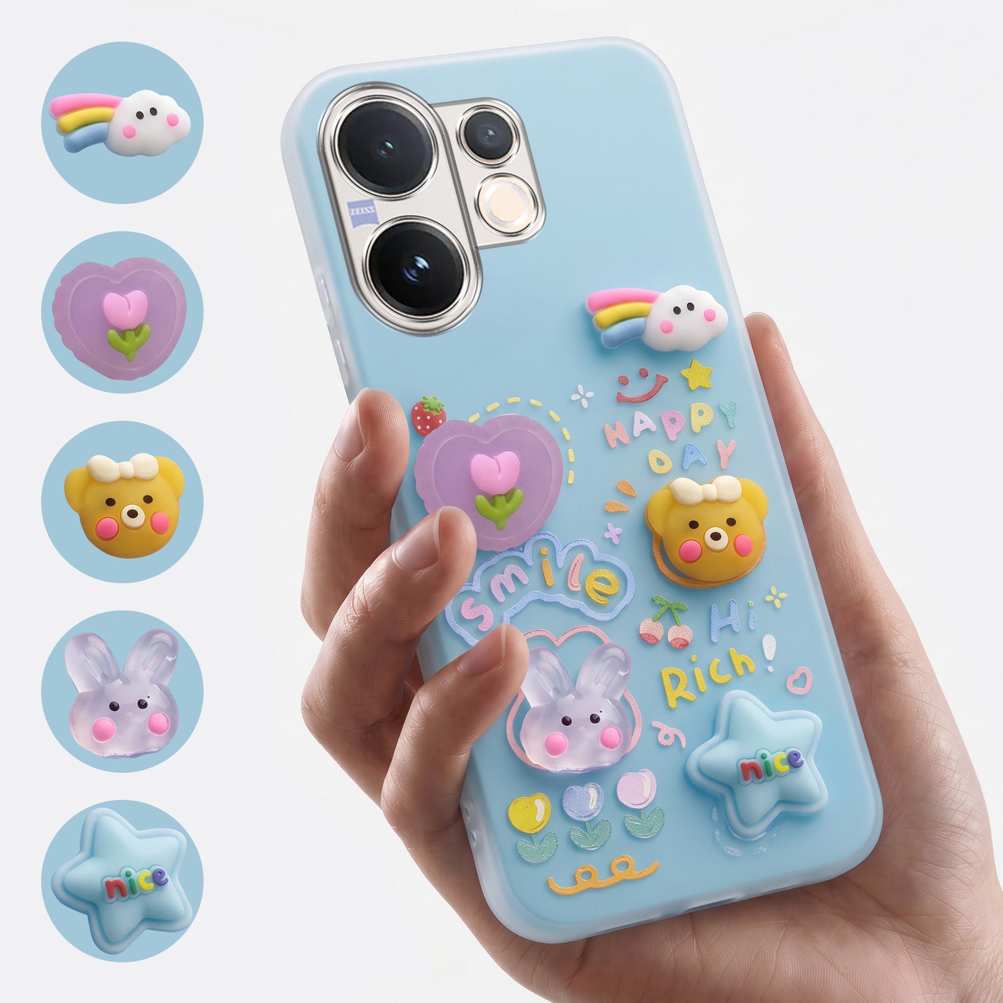 For Vivo V60 | Vivo T4 Pro Back Cover Case (3D Cute Cartoons | Hard Back Side Soft | Matte Premium Finish | HD Printing)