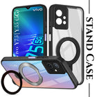 For Vivo Y75 5G | Y55 5G Back Cover Case (Kick Stand Ring Holder | Life time Anti Yellow | Camera Protection)