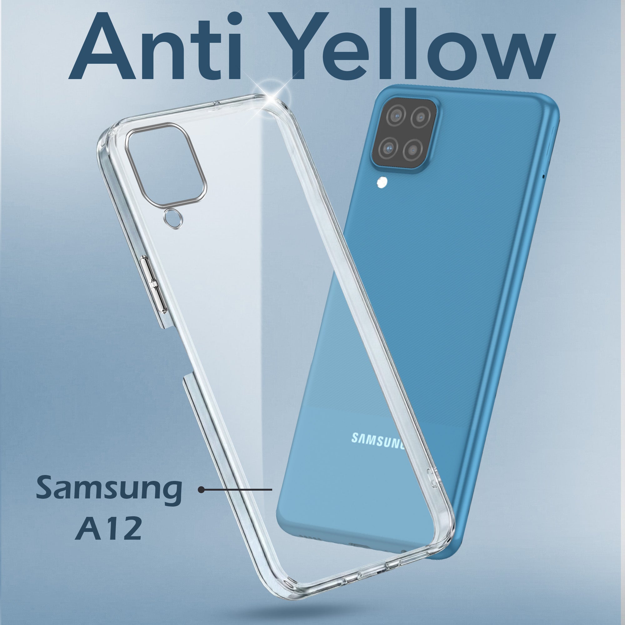 For Samsung Galaxy A12 Back Cover (Hard Anti Yellow Clear Case | Drop & Camera Protection | Shockproof Polycarbonate)