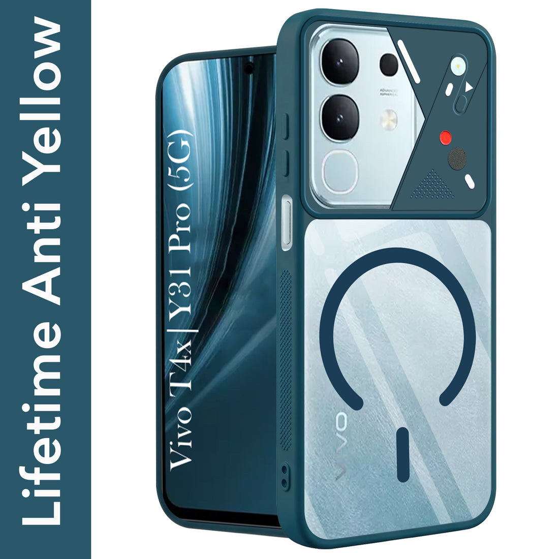 For Vivo T4x | Vivo Y31 Pro Back Cover Case Lifetime Anti-Yellow Clear (Camera Protection | Side Grip | Wireless MagSafe Compatible)