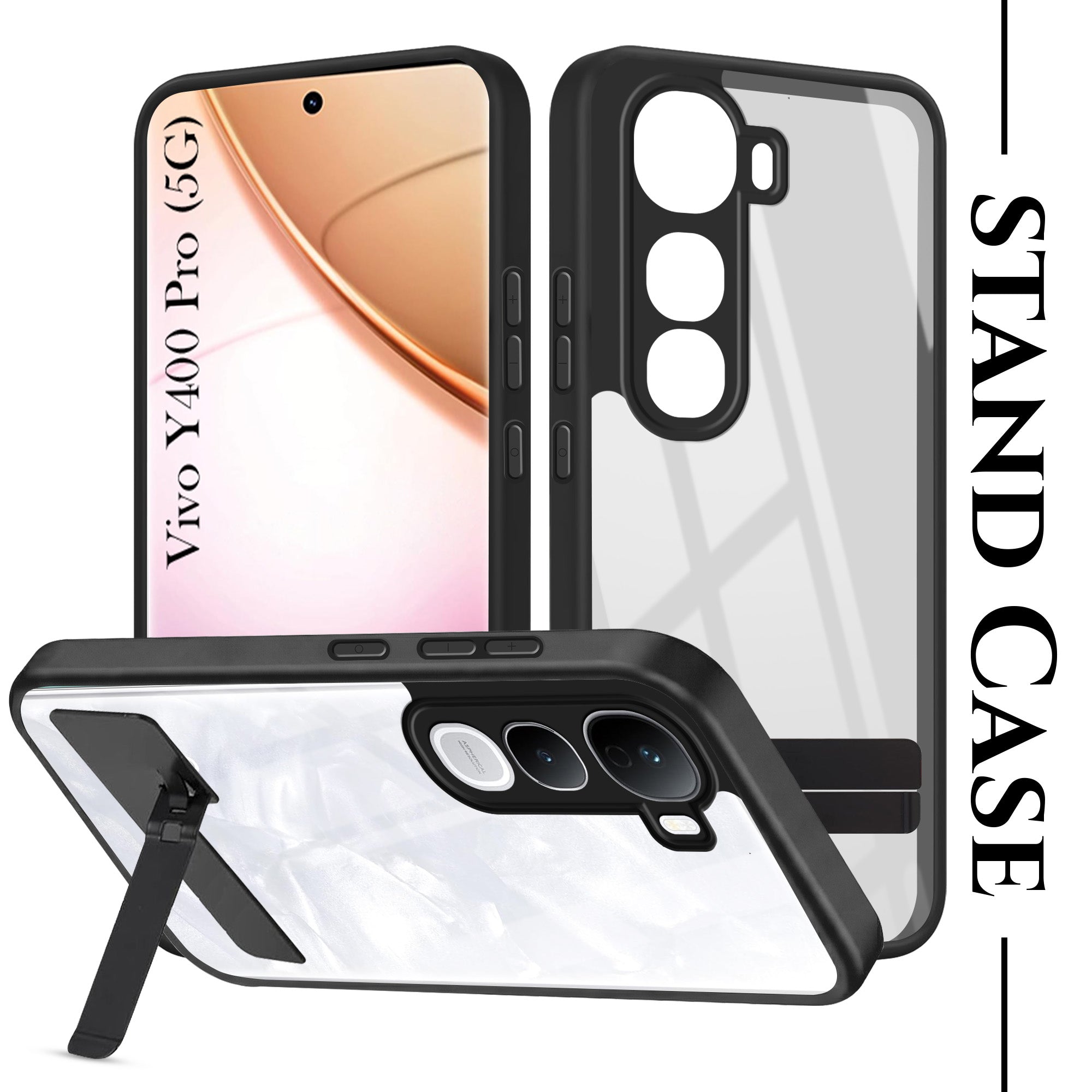 For Vivo Y400 Pro Back Cover Case (Built-in Stand | Lifetime Anti Yellow | Kickstand Shockproof | Camera Protection | MagSafe Compatible)