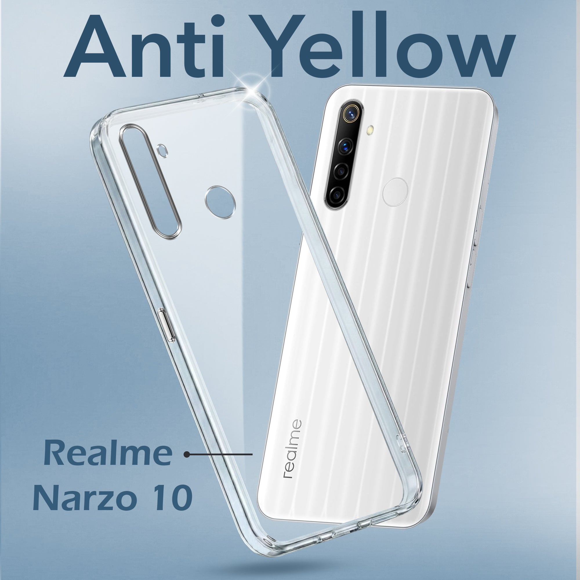 For Realme Narzo 10 Back Cover Case (Hard Anti Yellow Clear Case | Drop & Camera Protection | Shockproof Polycarbonate)