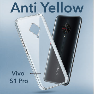For Vivo S1 Pro Back Cover Case Lifetime Anti-Yellow Clear (Sleek Hard Crystal | Shockproof and Camera Protection)