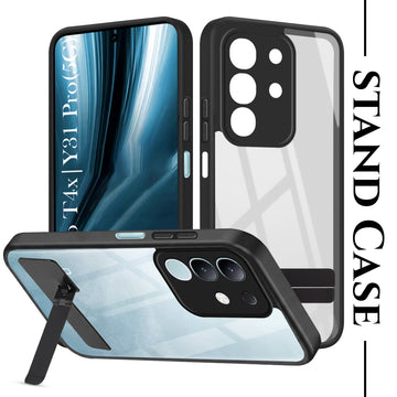 For Vivo T4x | Vivo Y31 Pro Back Cover Case (Built-in Stand | Lifetime Anti Yellow | Kickstand Shockproof | Camera Protection | MagSafe Compatible)
