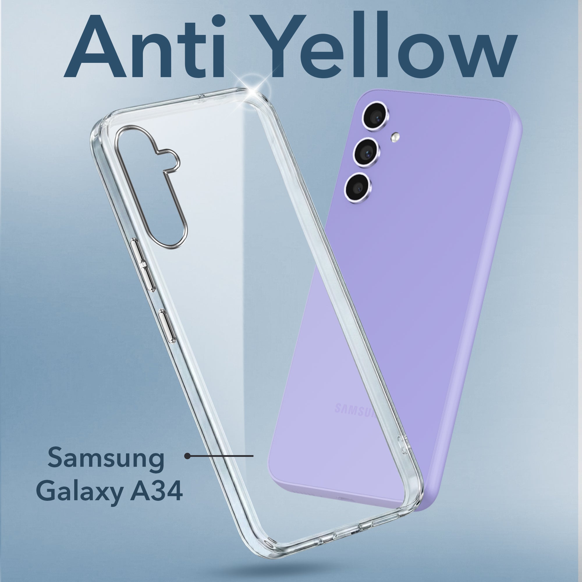 For Samsung Galaxy A34 5G Back Cover Case (Hard Anti Yellow Clear Case | Drop & Camera Protection | Shockproof Polycarbonate)