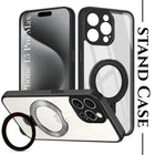 For Apple iPhone 15 Pro Max Back Cover Case (Kick Stand Ring Holder | Life time Anti Yellow | Camera Protection)