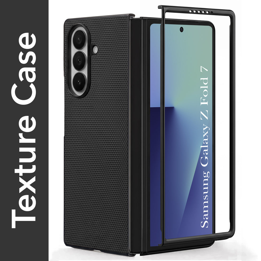 For Samsung Galaxy Z Fold 7 Premium Cover Case (Geometric Textured Hard PC | Soft Cloth Lining & Slim Shockproof Protection)