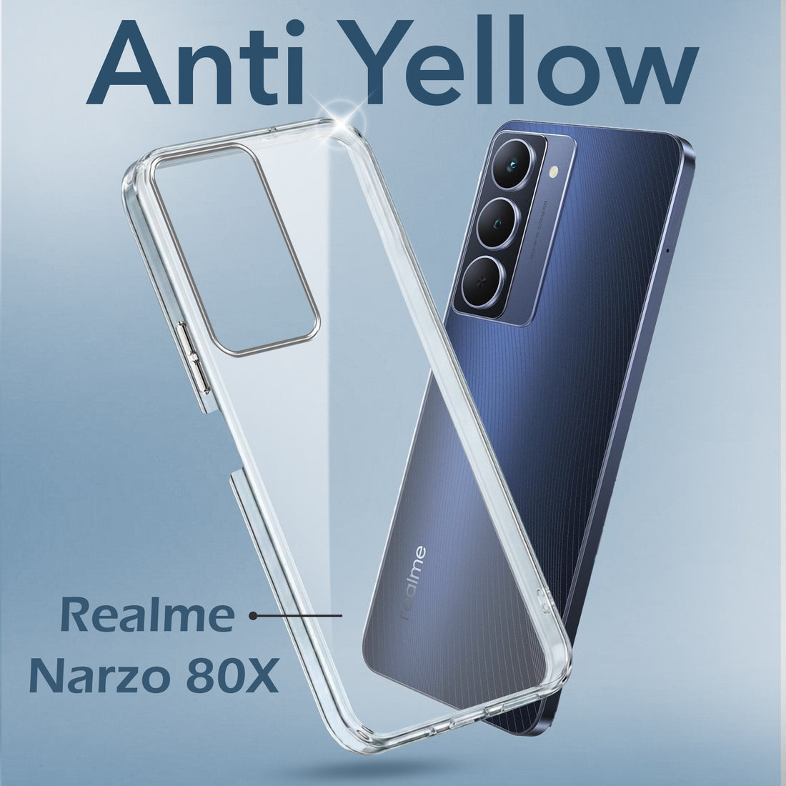 For Realme Narzo 80x Back Cover Case Lifetime Anti-Yellow Clear (Sleek Hard Crystal | Shockproof and Camera Protection)