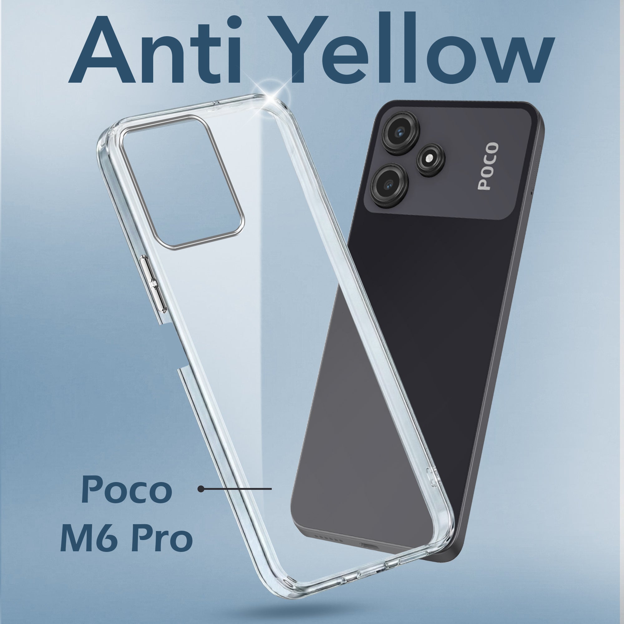 For Poco M6 Pro Back Cover Case (Hard Anti Yellow Clear Case | Drop & Camera Protection | Shockproof Polycarbonate)