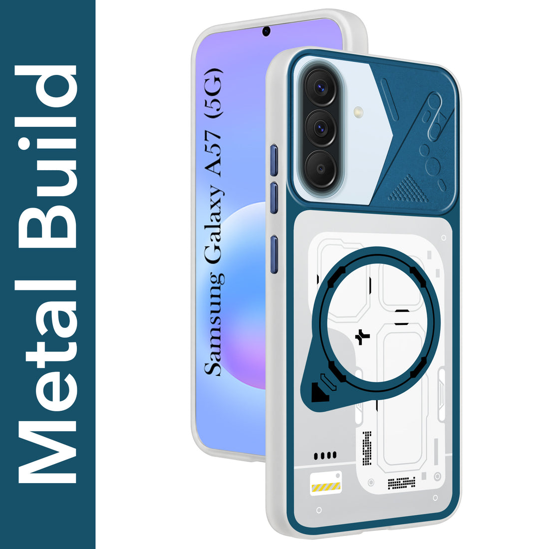 For Samsung Galaxy A57 5G Metallic Back Cover Case (Metallic Camera Protection & Buttons | Translucent Milky Shade | Hard Polycarbonate)