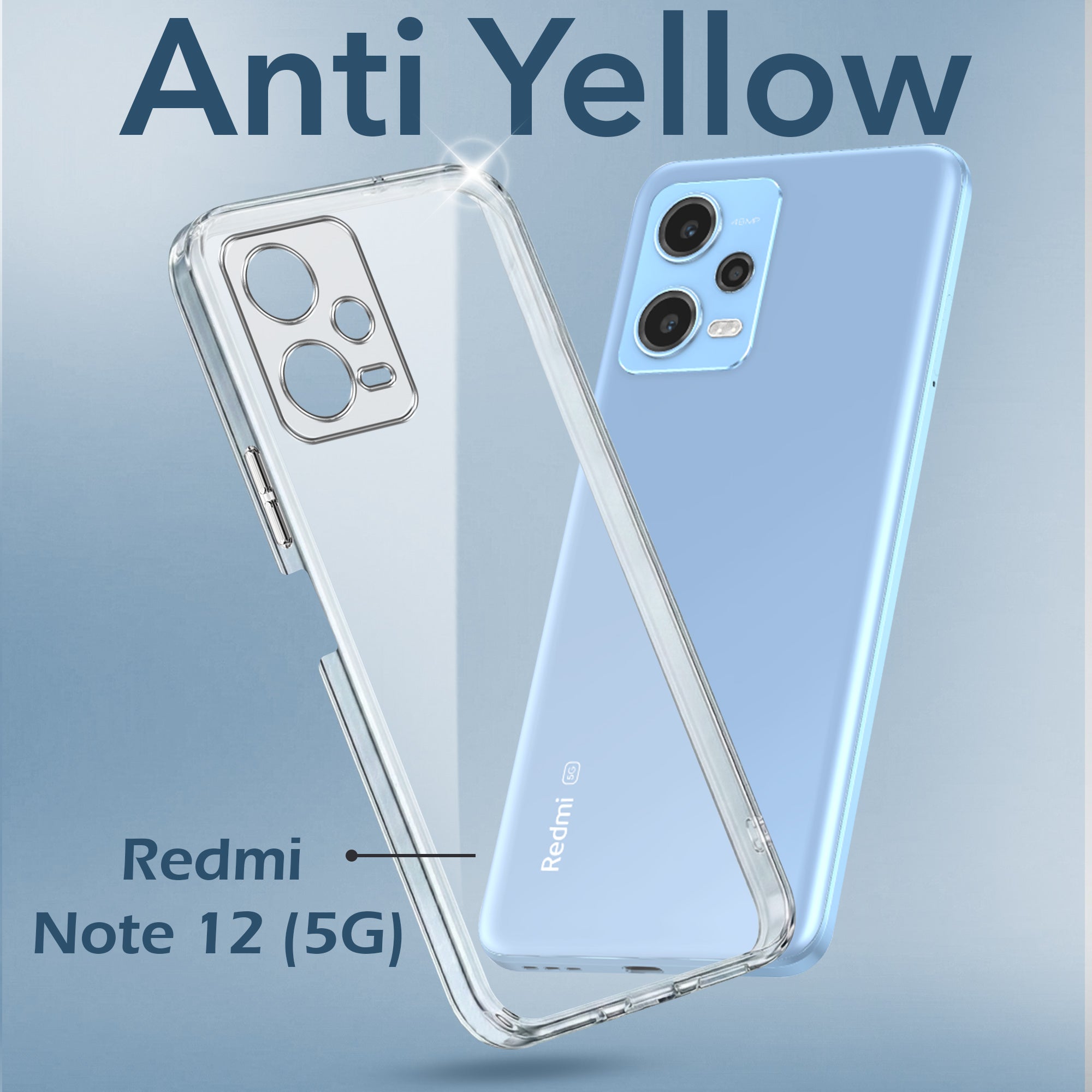 For Redmi Note 12 5G Back Cover Case (Hard Anti Yellow Clear Case | Drop & Camera Protection | Shockproof Polycarbonate)