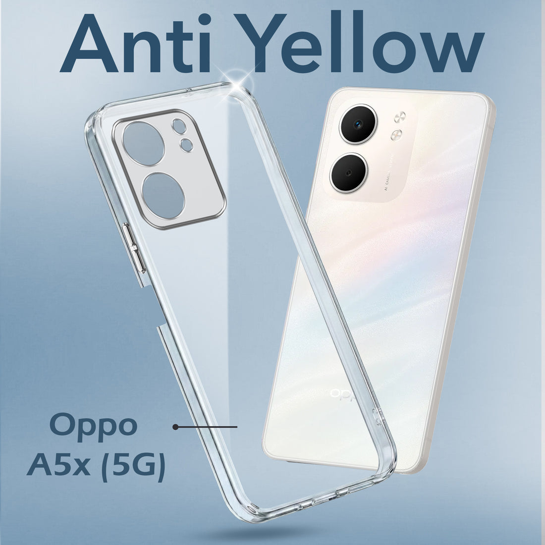 For Oppo A5X Back Cover Case Lifetime Anti-Yellow Clear (Sleek Hard Crystal | Shockproof and Camera Protection)