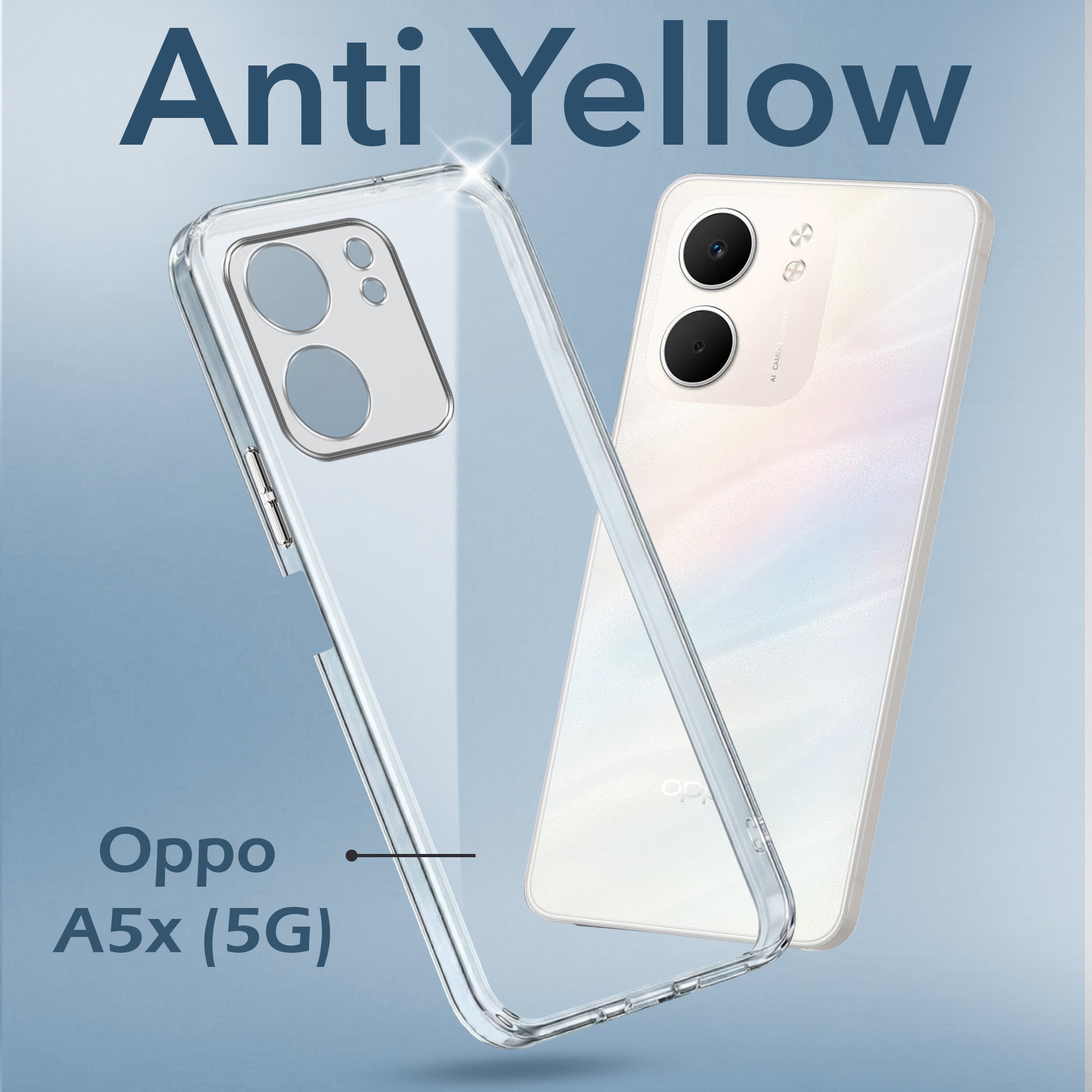 For Oppo A5X Back Cover Case Lifetime Anti-Yellow Clear (Sleek Hard Crystal | Shockproof and Camera Protection)