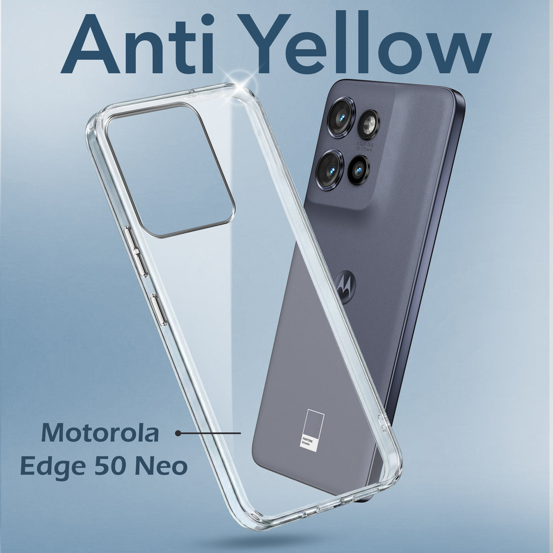 For Motorola Moto Edge 50 Neo Back Cover (Hard Anti Yellow Clear Case | Drop & Camera Protection | Shockproof Polycarbonate)