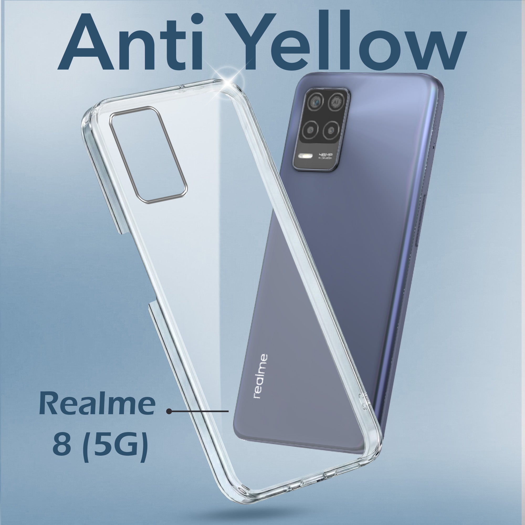 For Realme 8 5G Back Cover Case (Hard Anti Yellow Clear Case | Sleek Hard Crystal Clear | Drop & Camera Protection | Shockproof Polycarbonate)