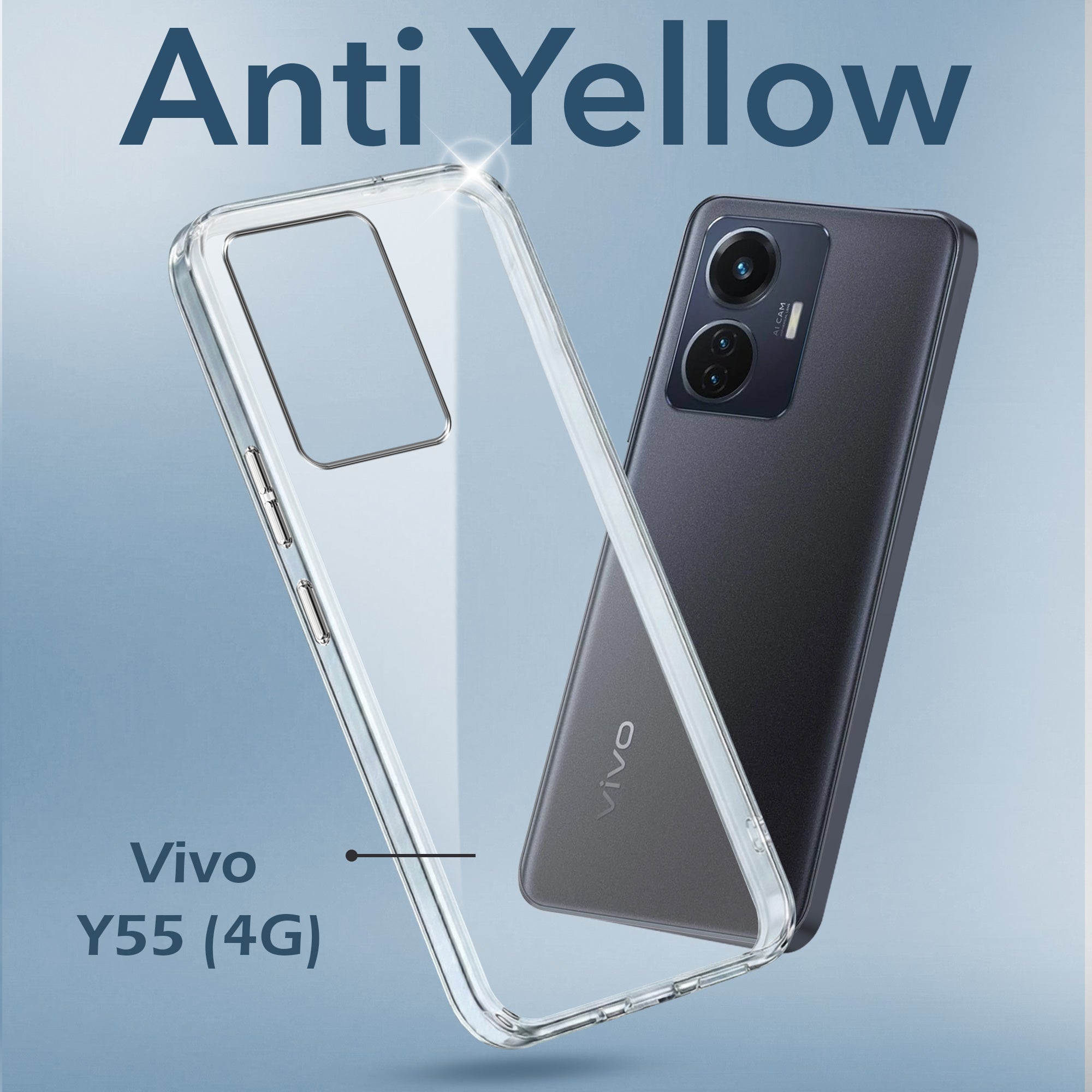 For Vivo Y55 4G Back Cover Case (Hard Anti Yellow Clear Case | Drop & Camera Protection | Shockproof Polycarbonate)