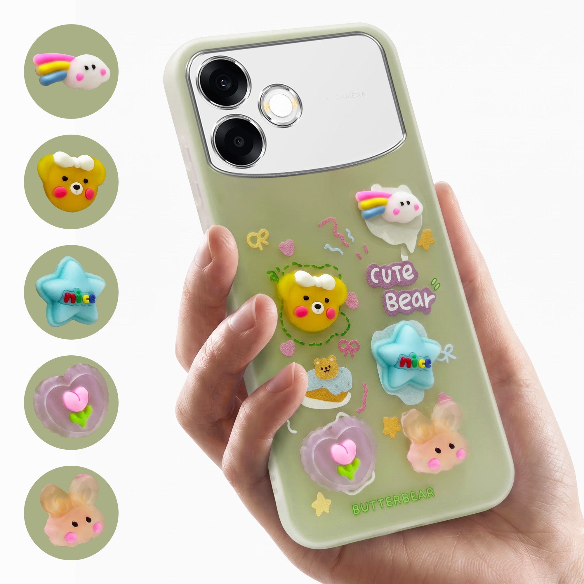 For Oppo F33 Pro 5G Back Cover Case (3D Cute Cartoons | Hard Back Side Soft | Matte Premium Finish | HD Printing)