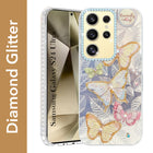 For Samsung Galaxy S24 Ultra Back Cover Case (Luxury Floral Glitter Cute Butterfly | Diamond Studded Camera Bump | Girls & Women Design)