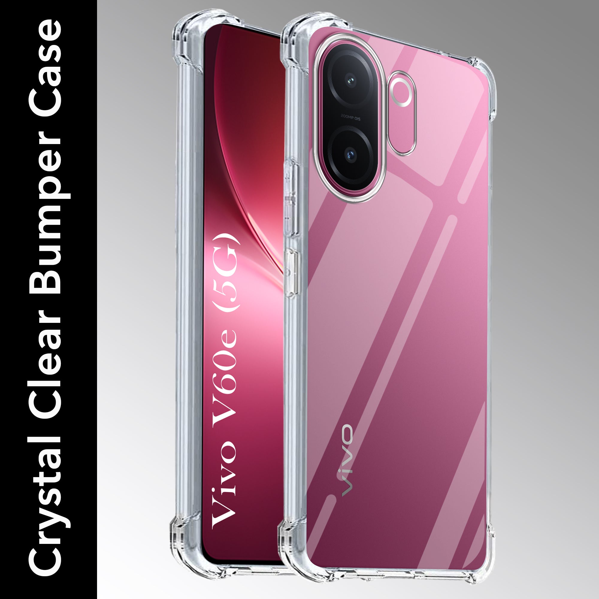 For Vivo V60e Shockproof Crystal-Clear Back Cover ( Drop & Camera Protection | Hard Polycarbonate)