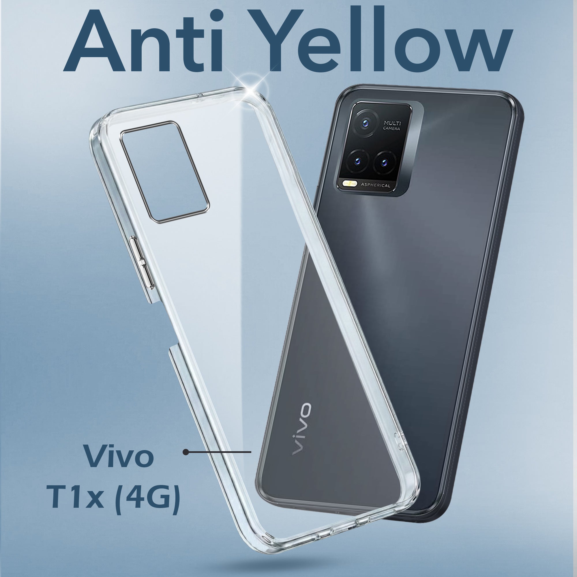 For Vivo T1x 4G (India) Back Cover Case (Hard Anti Yellow Clear Case | Drop & Camera Protection | Shockproof Polycarbonate)