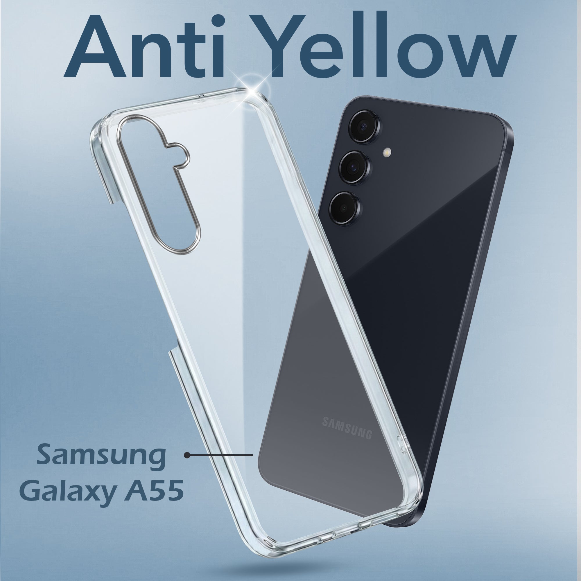 For Samsung Galaxy A55 5G Back Cover  (Hard Anti Yellow Clear Case | Drop & Camera Protection | Shockproof Polycarbonate)
