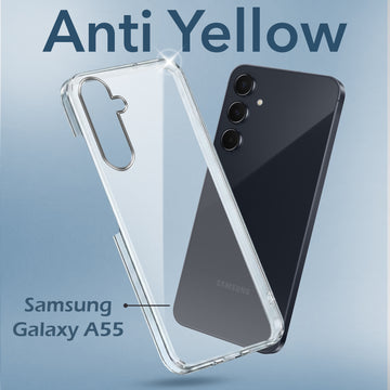 For Samsung Galaxy A55 5G Back Cover  (Hard Anti Yellow Clear Case | Drop & Camera Protection | Shockproof Polycarbonate)