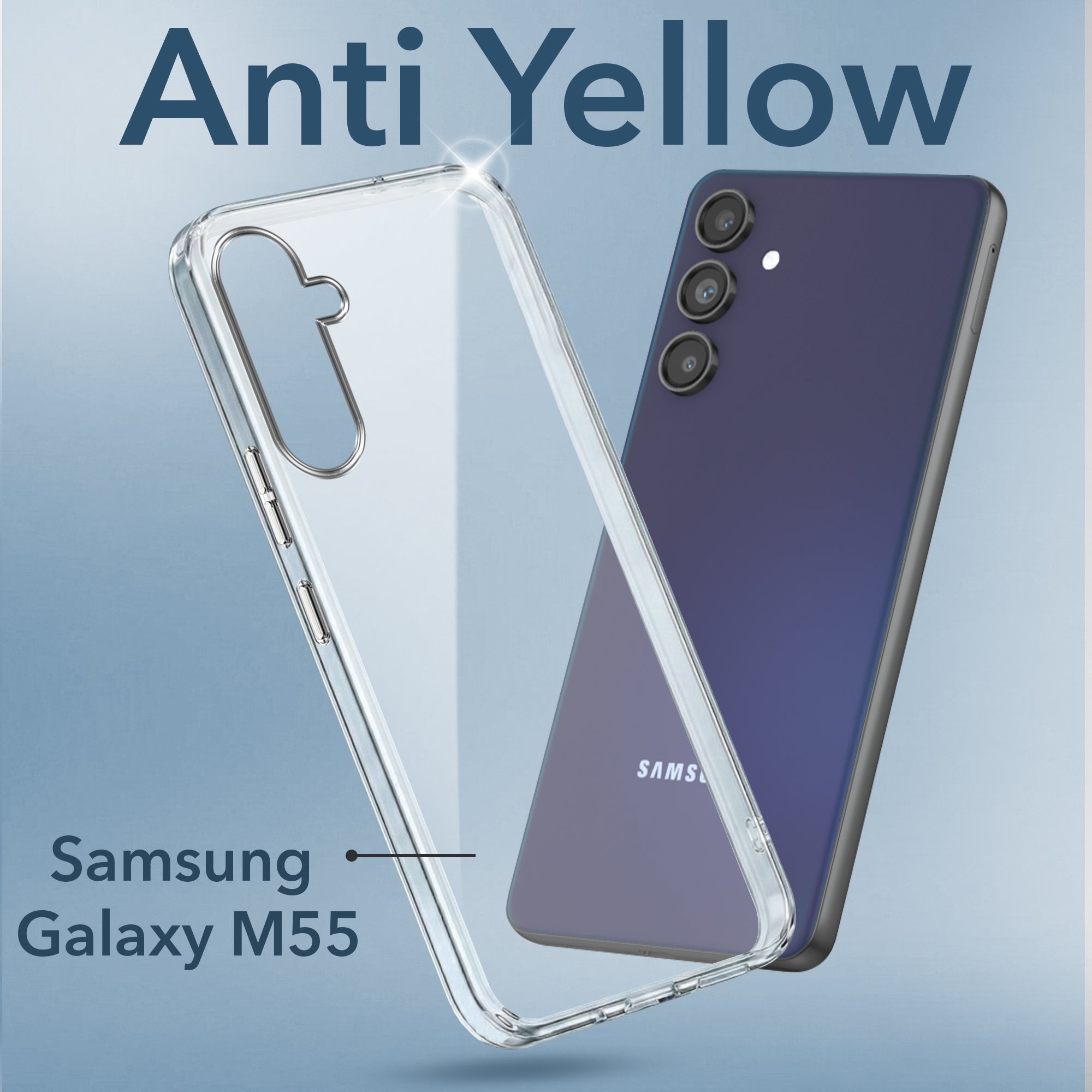 For Samsung Galaxy M55 5G | F55 5G | M55s Back Cover (Hard Anti Yellow Clear Case | Drop & Camera Protection | Shockproof Polycarbonate)