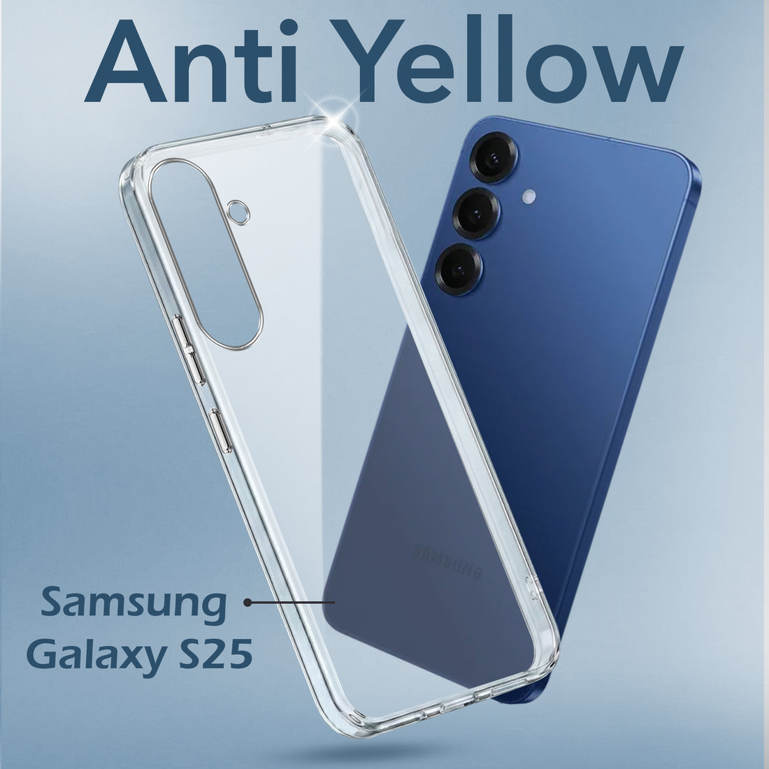 For Samsung Galaxy S25 Back Cover Case (Hard Anti Yellow Clear Case | Sleek Hard Crystal Clear | Drop & Camera Protection | Shockproof Polycarbonate)