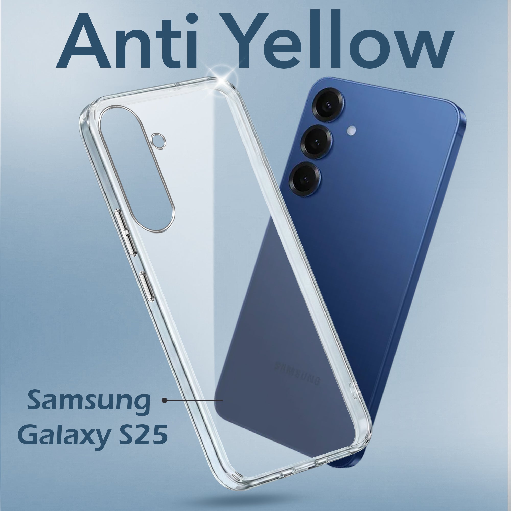 For Samsung Galaxy S25 Back Cover Case (Hard Anti Yellow Clear Case | Sleek Hard Crystal Clear | Drop & Camera Protection | Shockproof Polycarbonate)