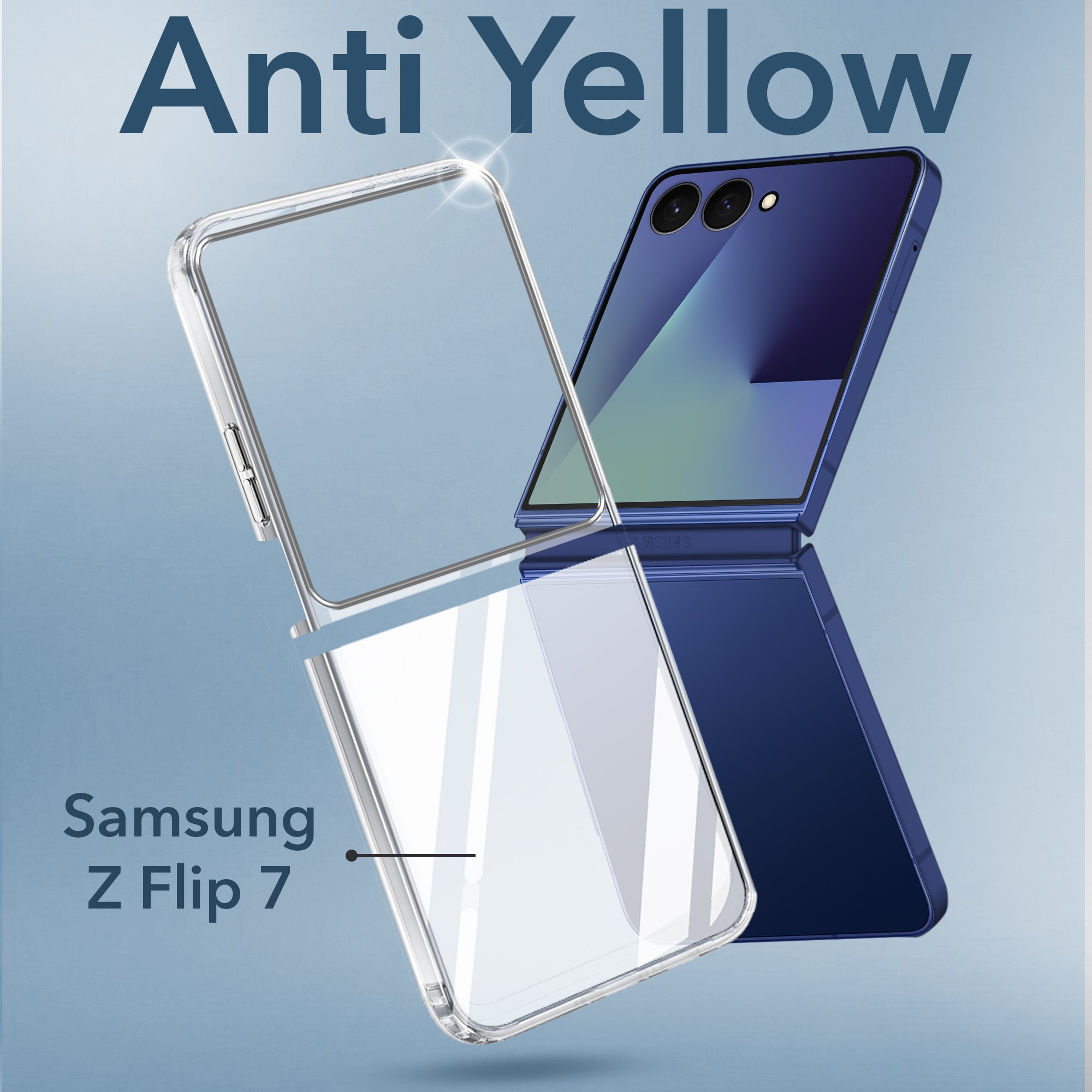 For Samsung Galaxy Z Flip 7 Back Cover Case Lifetime Anti-Yellow Clear(Sleek Hard Crystal | Shockproof and Camera Protection)