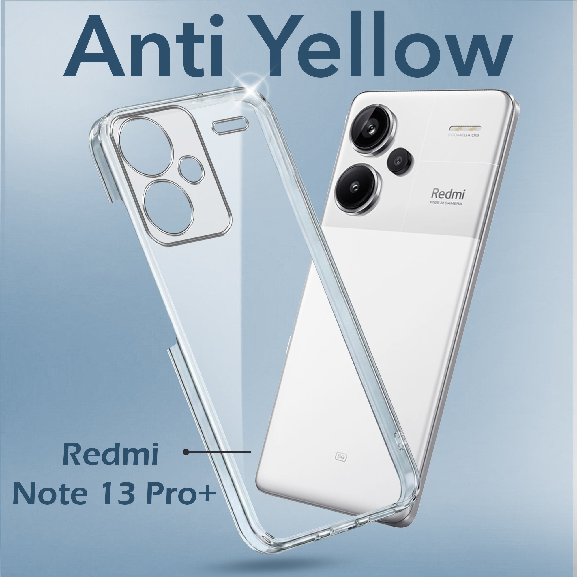 For Redmi Note 13 Pro Plus Back Cover Case Lifetime Anti-Yellow Clear (Sleek Hard Crystal | Shockproof and Camera Protection)