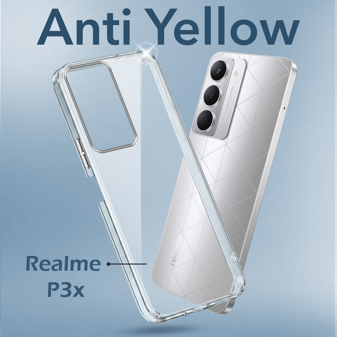 For Realme P3x  Back Cover Case Lifetime Anti-Yellow Clear (Sleek Hard Crystal | Shockproof and Camera Protection)