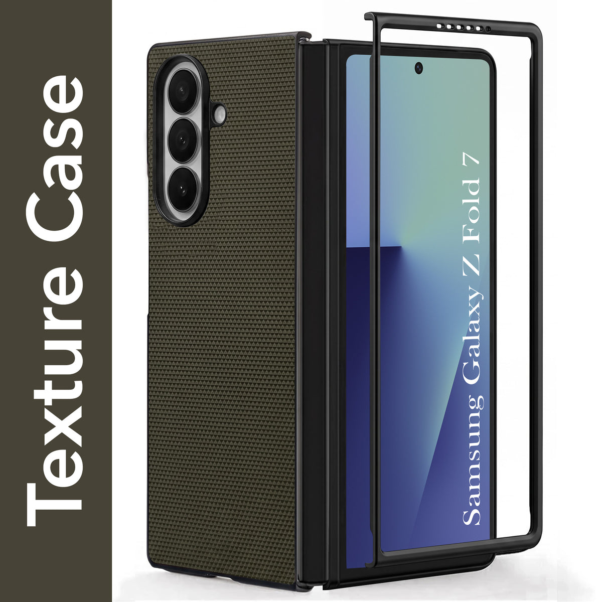 For Samsung Galaxy Z Fold 7 Premium Cover Case (Geometric Textured Hard PC | Soft Cloth Lining & Slim Shockproof Protection)