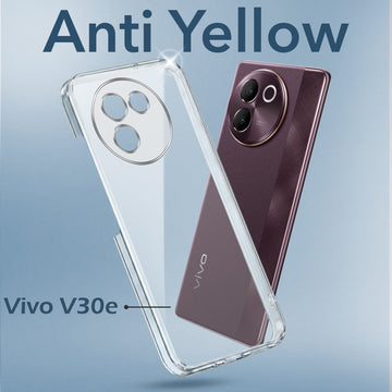 For Vivo V30e 5G Back Cover Case (Hard Anti Yellow Clear Case | Sleek Hard Crystal Clear | Drop & Camera Protection | Shockproof Polycarbonate)
