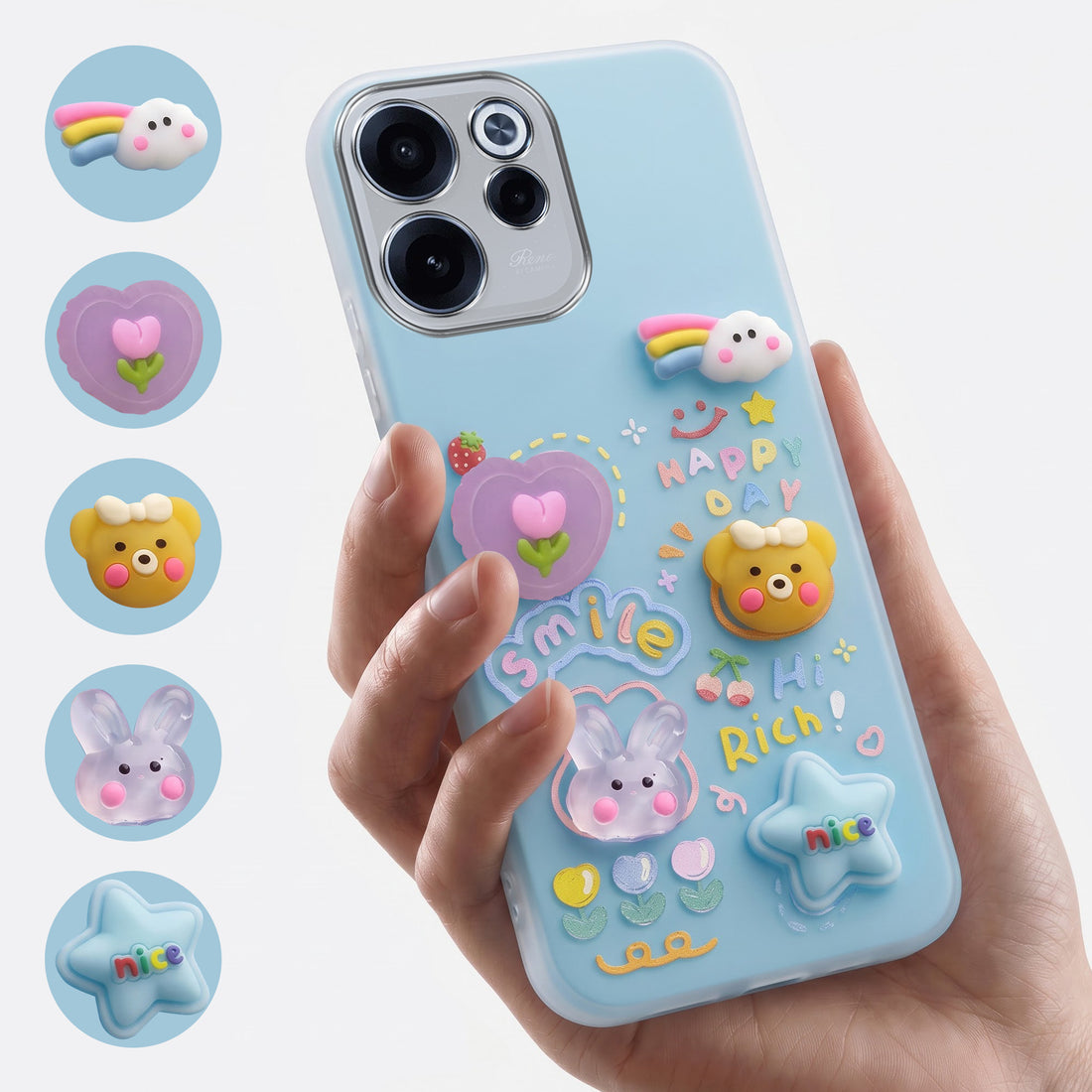 For Oppo Reno 15c Back Cover Case (3D Cute Cartoons | Hard Back Side Soft | Matte Premium Finish | HD Printing)