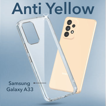For Samsung Galaxy A33 5G Back Cover Case (Hard Anti Yellow Clear Case | Sleek Hard Crystal Clear | Drop & Camera Protection | Shockproof Polycarbonate)