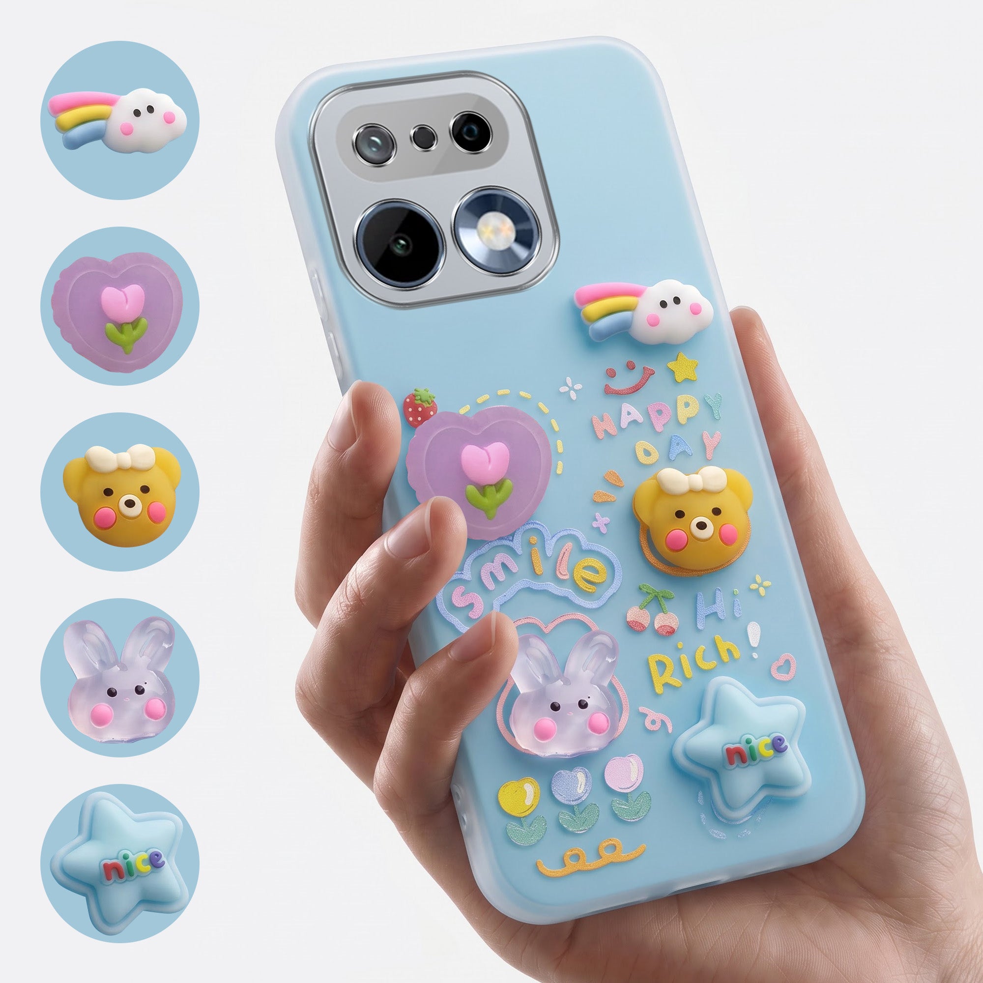 For Realme 16 Pro Back Cover Case (3D Cute Cartoons | Hard Back Side Soft | Matte Premium Finish | HD Printing)