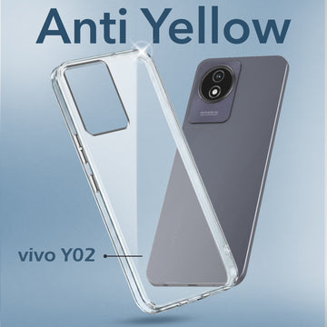 For Vivo Y02 Back Cover Case (Hard Anti Yellow Clear Case | Drop & Camera Protection | Shockproof Polycarbonate)