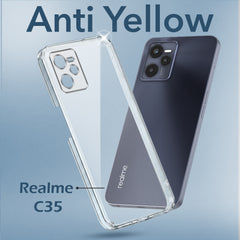 For Realme C35 Back Cover Case (Hard Anti Yellow Clear Case | Drop & Camera Protection | Shockproof Polycarbonate)