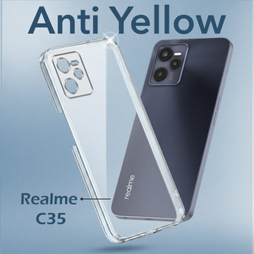 For Realme C35 Back Cover Case (Hard Anti Yellow Clear Case | Drop & Camera Protection | Shockproof Polycarbonate)