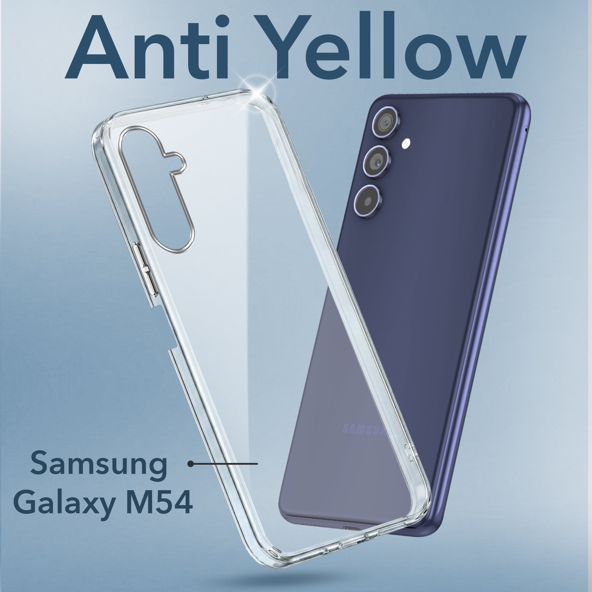 For Samsung Galaxy M54 5G Back Cover Case (Hard Anti Yellow Clear Case | Sleek Hard Crystal Clear | Drop & Camera Protection | Shockproof Polycarbonate)