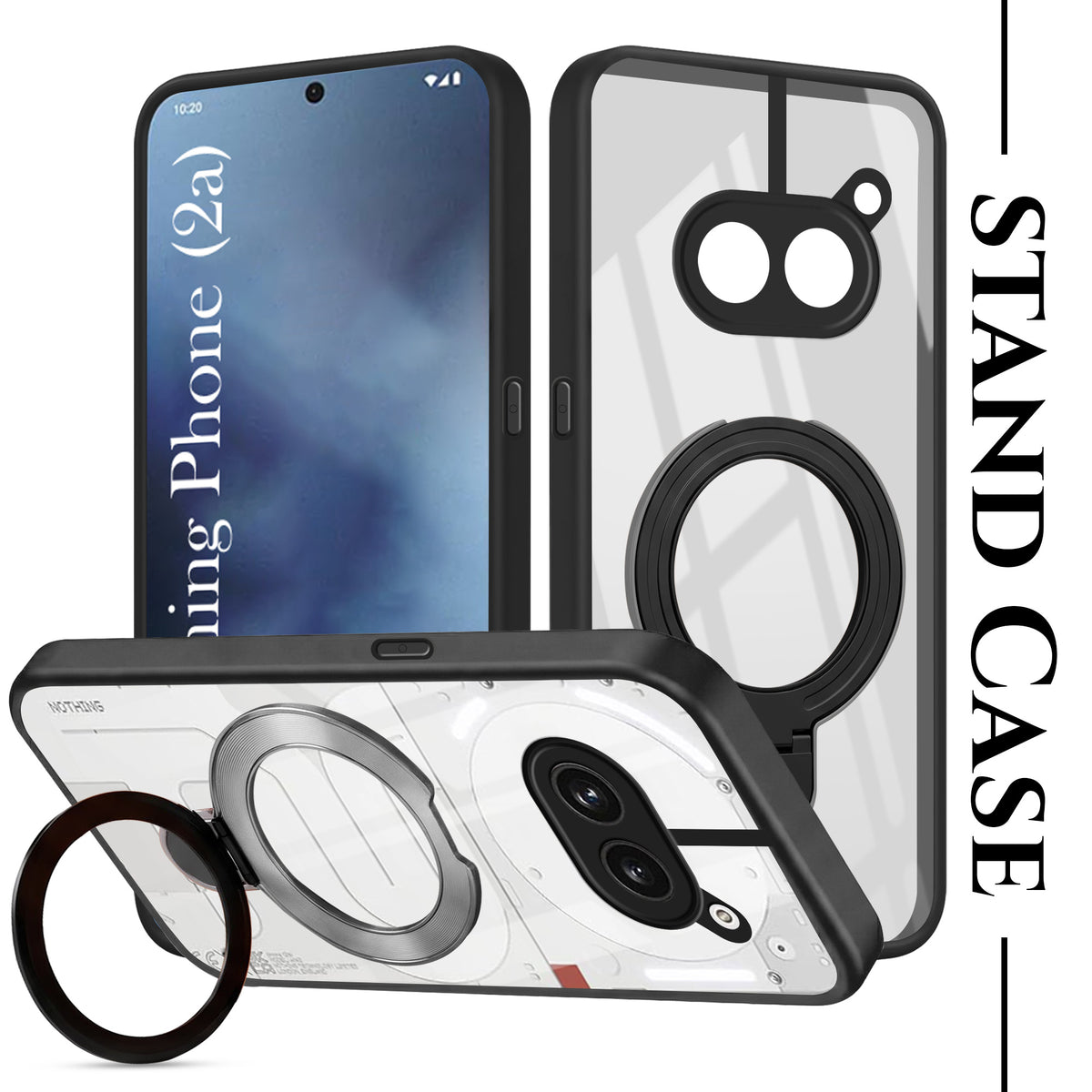 For Nothing Phone 2A 5G Back Cover Case (Kick Stand Ring Holder | Life time Anti Yellow | Camera Protection)