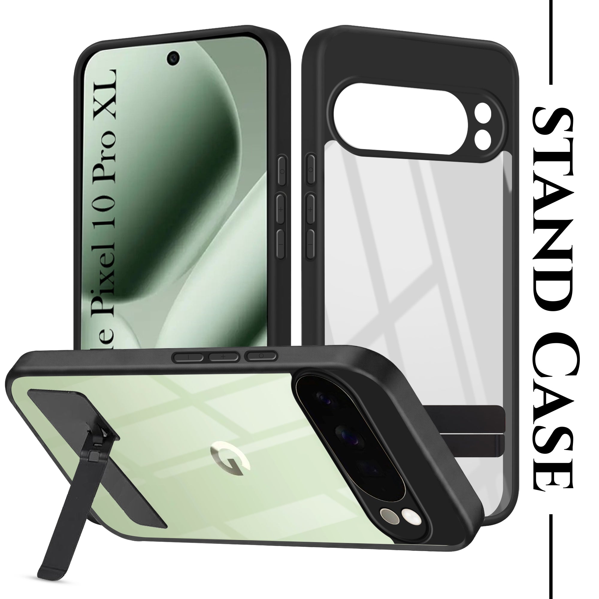 For Google Pixel 10 Pro XL Back Cover Case (Built-in Stand | Lifetime Anti Yellow | Kickstand Shockproof | Camera Protection | MagSafe Compatible)