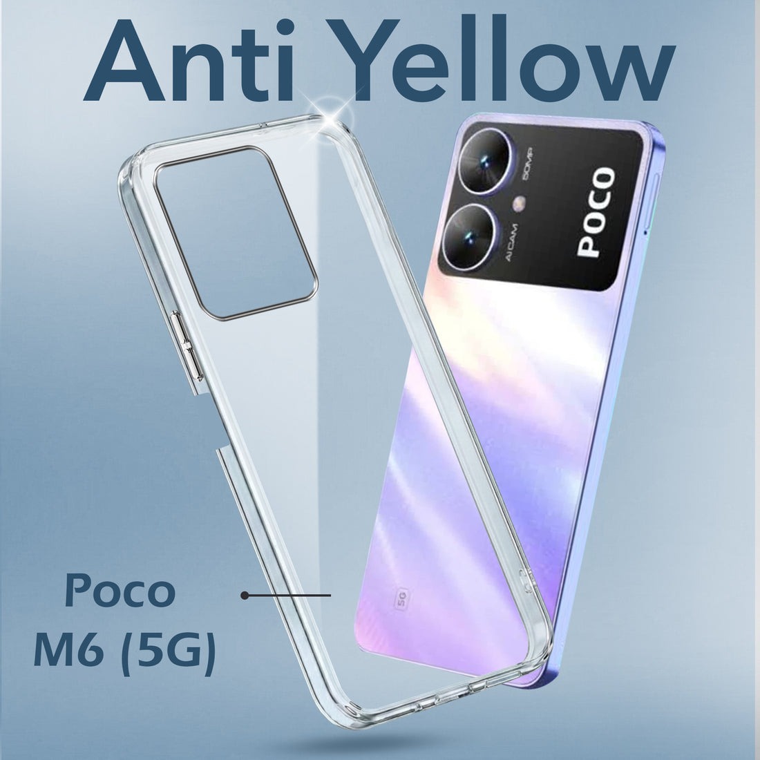 For Poco M6 5G Back Cover Case (Hard Anti Yellow Clear Case | Drop & Camera Protection | Shockproof Polycarbonate)