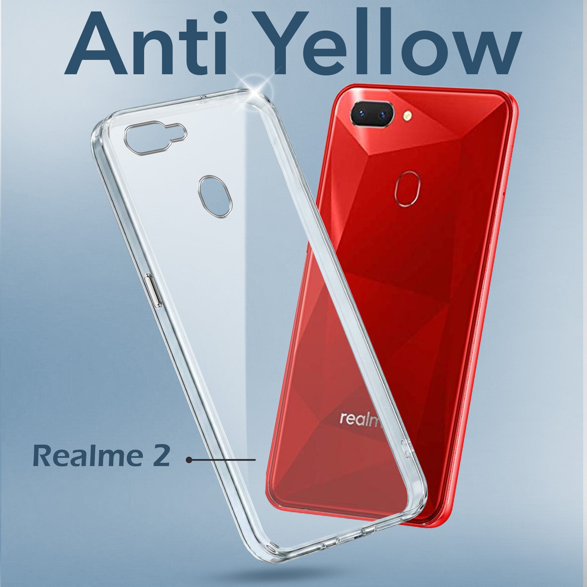 For Realme 2 Back Cover Case (Hard Anti Yellow Clear Case | Sleek Hard Crystal Clear | Drop & Camera Protection | Shockproof Polycarbonate)