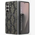 For Samsung Galaxy Z Fold 7 Back Cover Case Premium Magnetic (MagSafe Compatible | 180° Folding Design | Geometric Gold Pattern | Soft Microfiber Inner Lining)