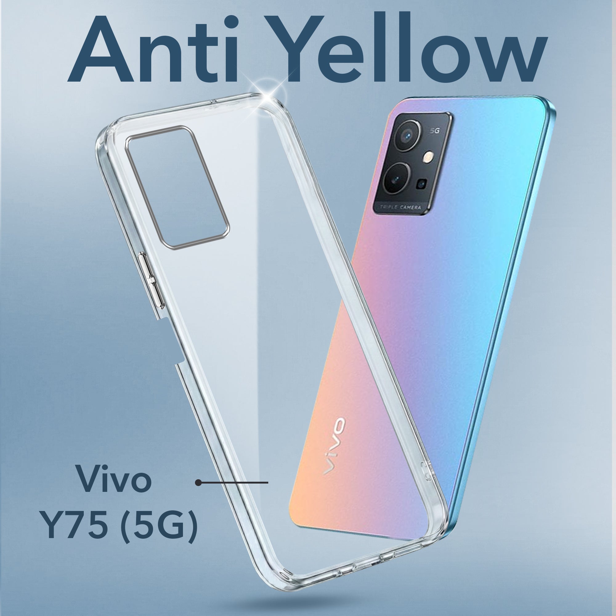 For Vivo Y75 5G | Y55 5G Back Cover Case (Sleek Hard Crystal Clear | Drop & Camera Protection | Shockproof Polycarbonate)